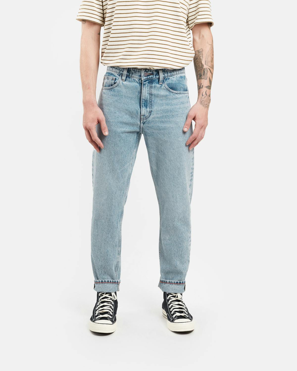relaxed tapered fit jeans in organic light vintage - unspun custom