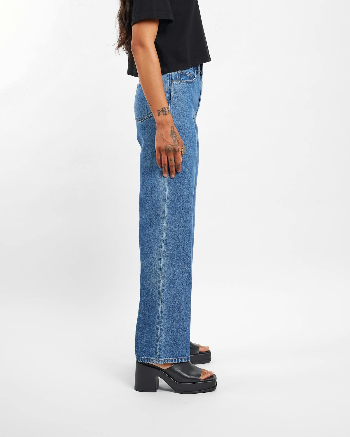 wide leg jeans in mid vintage - unspun made to order denim jeans